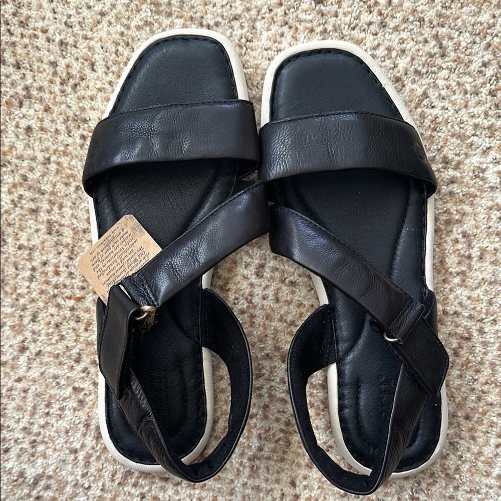 Born Black Leather Sandals with Colorful Soles